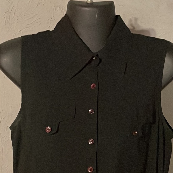 Vintage 1976 Small Prototyoe 100% cotton black sleeveless button dress romper - Picture 3 of 15